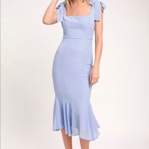 Lulu’s Perwinkle Blue Swiss Dot Tie Strap Dress